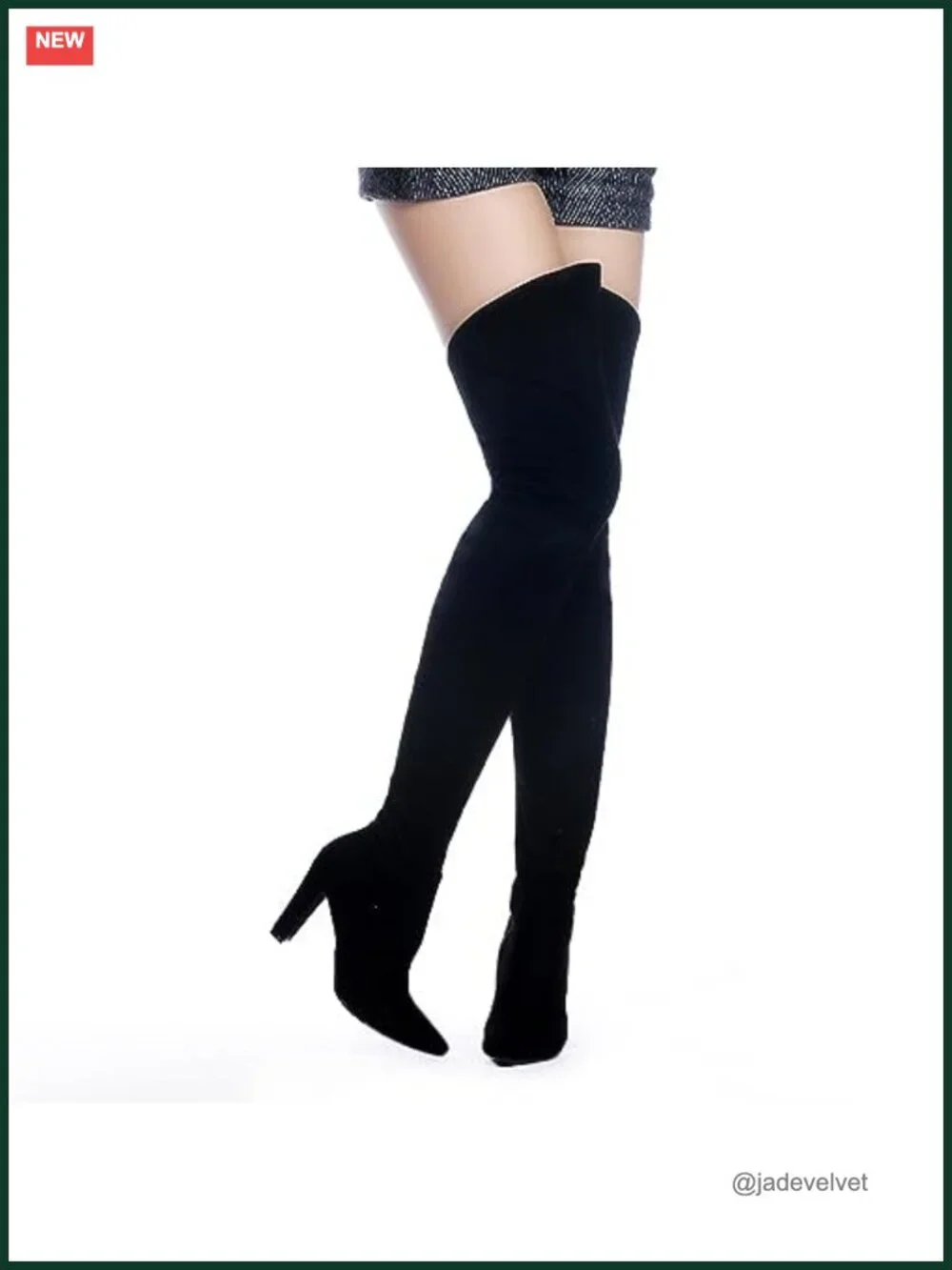 Women's Stretch Suede Chunky Heel Over-the-Knee Boots Thigh High